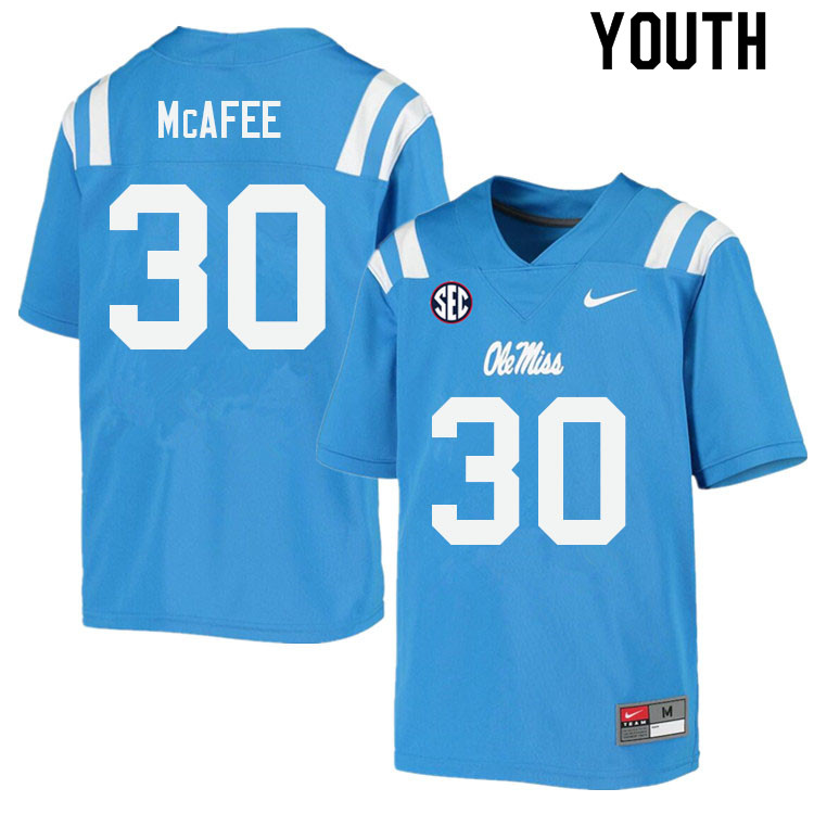 Fred McAfee Ole Miss Rebels NCAA Youth Powder Blue #30 Stitched Limited College Football Jersey HBM2058QE